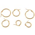 thumbnail image 2 of 9 Pares 15mm 20mm 25mm Acero Inoxidable Hoop Pendientes Conjunto Mujer Oro, 2 of 5
