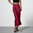 thumbnail image 2 of Arnsht Women's Fashion Satin Maxi Skirt High Waisted Elastic Waistband Silk A-Line Casual Party 2025 Trendy Long Skirts Red L, 2 of 8