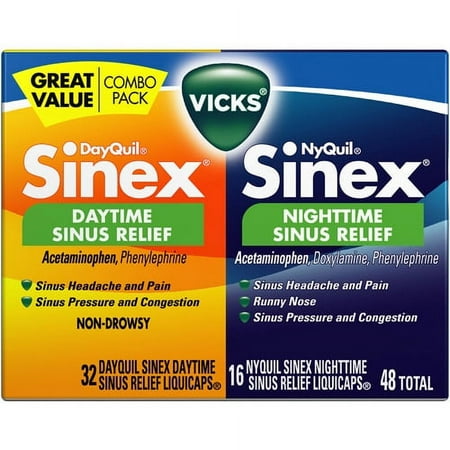 P & G Vicks DayQuil NyQuil Sinex Sinus Relief, 48 ea