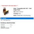 thumbnail image 2 of Relay - Compatible with 1967 - 1968 Dodge Polara, 2 of 2