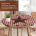 thumbnail image 4 of Country Star Farm Round Tablecloth, Fitted Table Cover with Elastic for 36"-44" Round Tables, Farmhouse Plaid Texas Vintage Fruit Table Cloth Outdoor Indoor Dinning Party Waterproof Tablecloths, 4 of 7