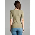 thumbnail image 3 of Essential Basic Women's Cotton Blend V Neck Tee Shirt Half Sleeves - Junior and Plus Sizes, 3 of 3