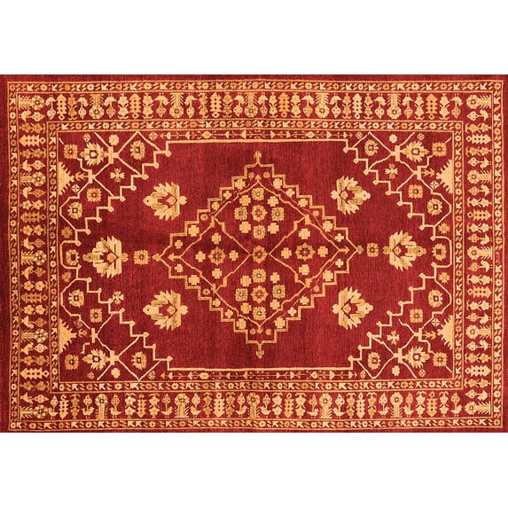 Ahgly Company Indoor Rectangle Oriental Orange Industrial Area Rugs, 2' x 3'