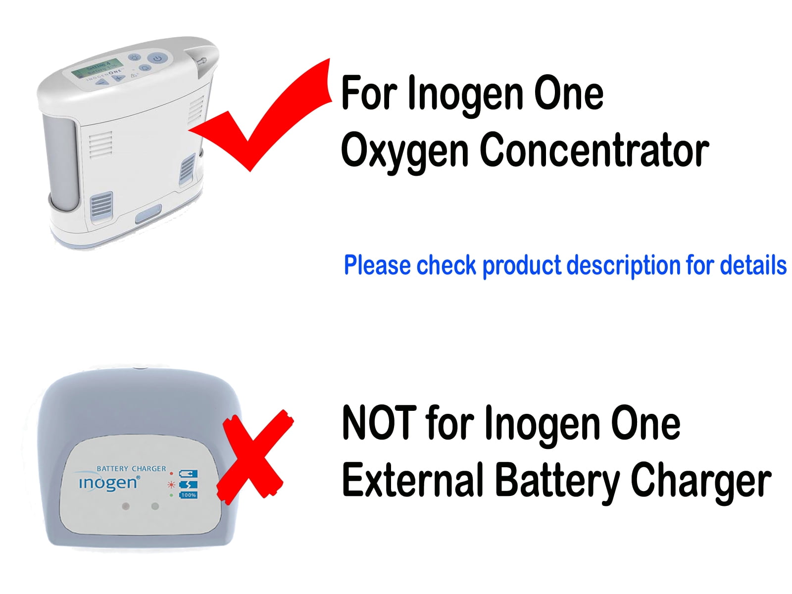 iTEKIRO AC Power Supply Charger for Inogen One G4 IO-400 / G3 IO-300 / G2 IO-200 / Rove 4 IO-401 Portable Oxygen Concentrator; Inogen BA-402, BA-401, BA-301, BA-106, BA-101