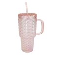 thumbnail image 1 of Holiday Time Gobelet Isolé en Plastique à Double Paroi 30 oz avec Paille et Poignée, Rose Iridescent, 1 of 6