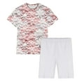 thumbnail image 4 of VBTAPA Womens Christmas Pajamas Shorts Set Xmas Snowflake Printed Short Sleeve T-shirt with Shorts Matching Lounge Pj Sets 2 Piece Holiday Sleepwear D-Multicolor#1 XL, 4 of 8