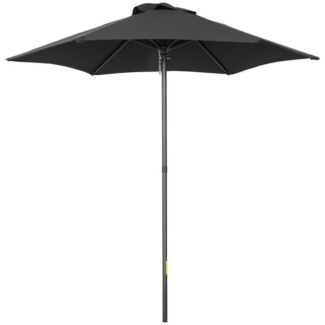 Outsunny Parasol de Patio 6,6 Pi, Parasol d'Extérieur avec 6 Baleines Solides, Noir