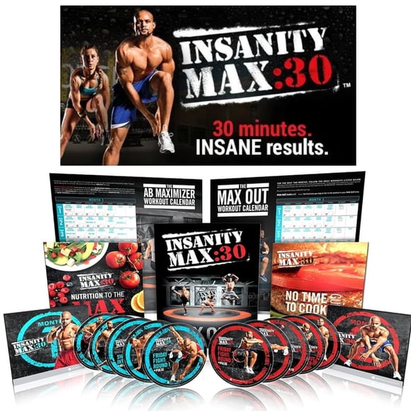 INSANITY MAX 30 Base Kit | Workout DVD , 60 Day Total Body Conditioning Program, Home Gym Bodyweight Exercise Program, No Workout Equipment Needed, Nutrition Guide Included, 10 DVDs