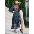 thumbnail image 2 of Women's Boho Flared Sleeve Paisley Maxi Dress, 2 of 3