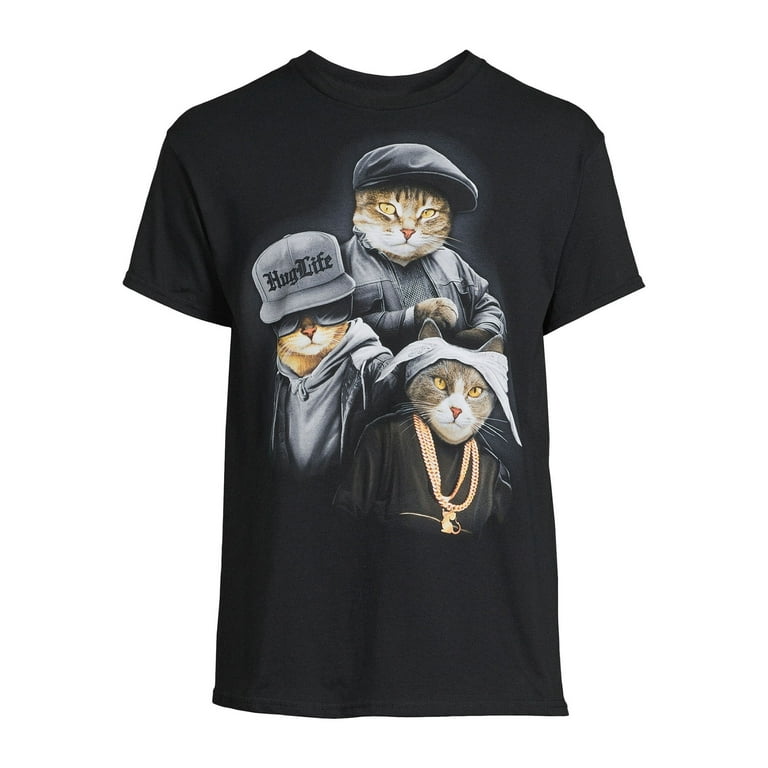 Generic Men's Cat Trio Graphic Tee with Short Sleeves