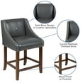 thumbnail image 4 of Emma + Oliver 24"H Walnut Counter Stool with Accent Nail Trim - Dk Gray LeatherSoft, Set of 2, 4 of 14