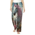 thumbnail image 2 of Goofa Flower White Horse (2) Printed Soft Pajama Pants for Women, Wide Leg Comfy Casual Lounge Yoga Pants-XX-Large, 2 of 9
