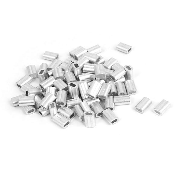 1/16" Aluminum Double Hole Clamp Clip Sleeve 80 Pcs for Wire Rope