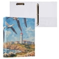 thumbnail image 3 of Painting Birds Sea Towers 3 Ring Binders 1.5 inch Hardcover File Folders with Interior Pockets A4 Size Organizer for School Office Hospital Set of 2, 3 of 8