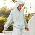 thumbnail image 2 of Kids Sun Protection Zip Hoodie Lightweight Long Sleeve Rash Guard with Hood Swim Cover Up Beige 9 Years-10 Years, 2 of 4