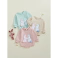 thumbnail image 3 of Infant Baby Boy Girl Easter Outfits Rabbit Embroidery Bubble Romper Long Sleeve Sweatshirt 1 3 6 9 12 Months Cute Spring Clothes, 3 of 8