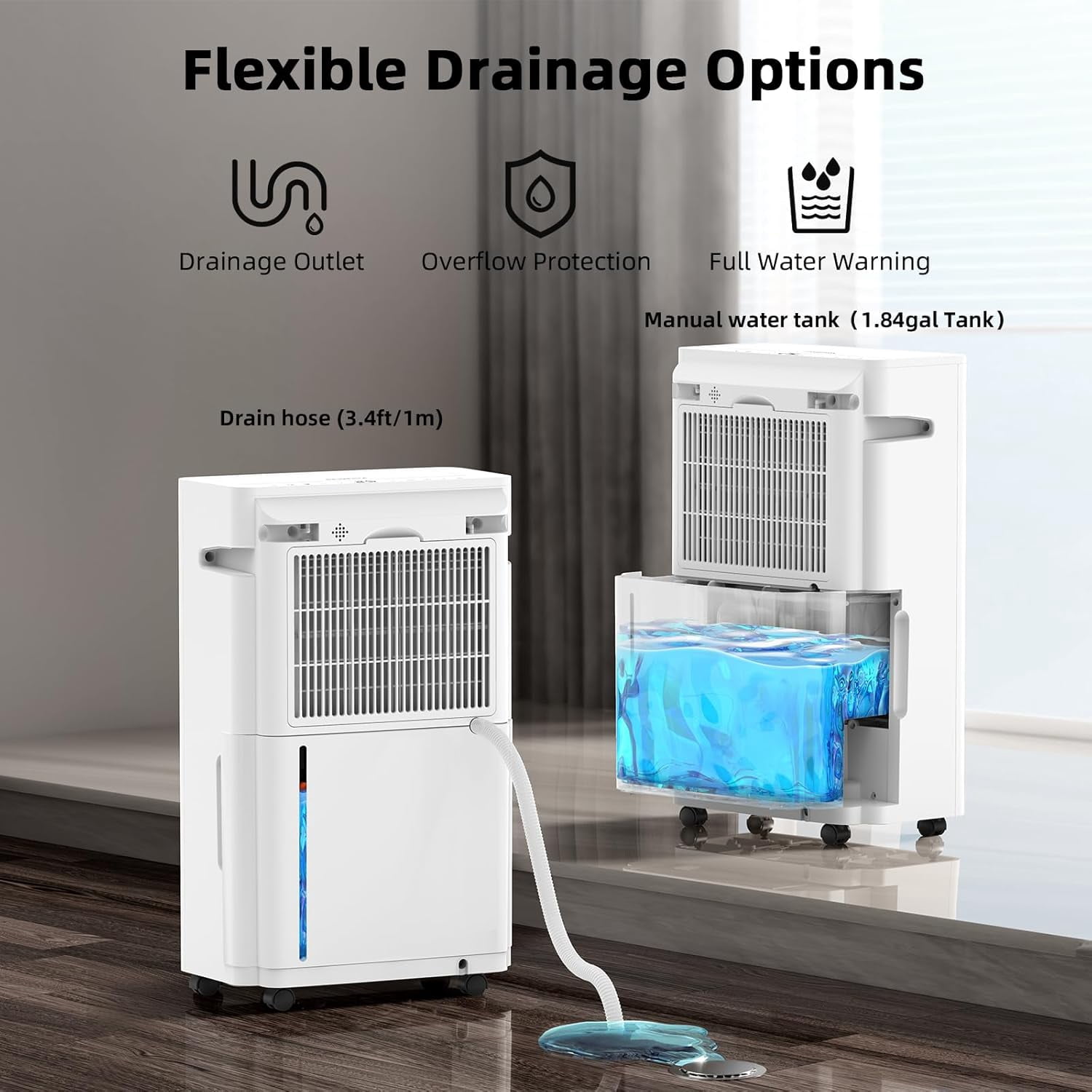 5000 Sq. Ft Dehumidifiers for Home and Basement, Max 95 Pint/Day Dehumidifier with Drain Hose, Compressor Humidity Control, 24H Timer & Child Lock, Bedroom, Lar Rooms