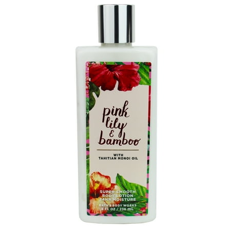 Bath And Body Works Pink Lily Bamboo Super Smooth Body Lotion 8 Oz Tahitian Monoi Oil And Coconut Oil Signature Collection