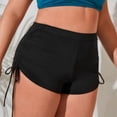 thumbnail image 2 of TOWED22 Women High Waisted Swim Shorts Bikini Swimsuit Bottoms Drawstring Ruched Bathing Suit Board Shorts(Black,3XL), 2 of 5