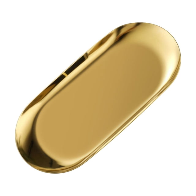 Trinket Tray Oval Stainless Small Serving Trays Towel Storage Dish Plate Tea Trays Jewelry Plate Decorative Storage Tray Stainless Decorative Tray Jewelry Dish