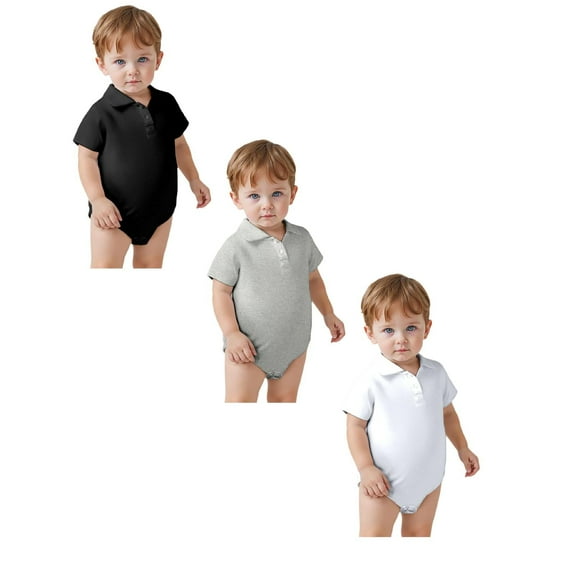 3-Pack Toddler Boy Clothes Baby Bodysuit Comfort Polo Base Onesie Pajamas Baby Clothes Unisex 18 Months