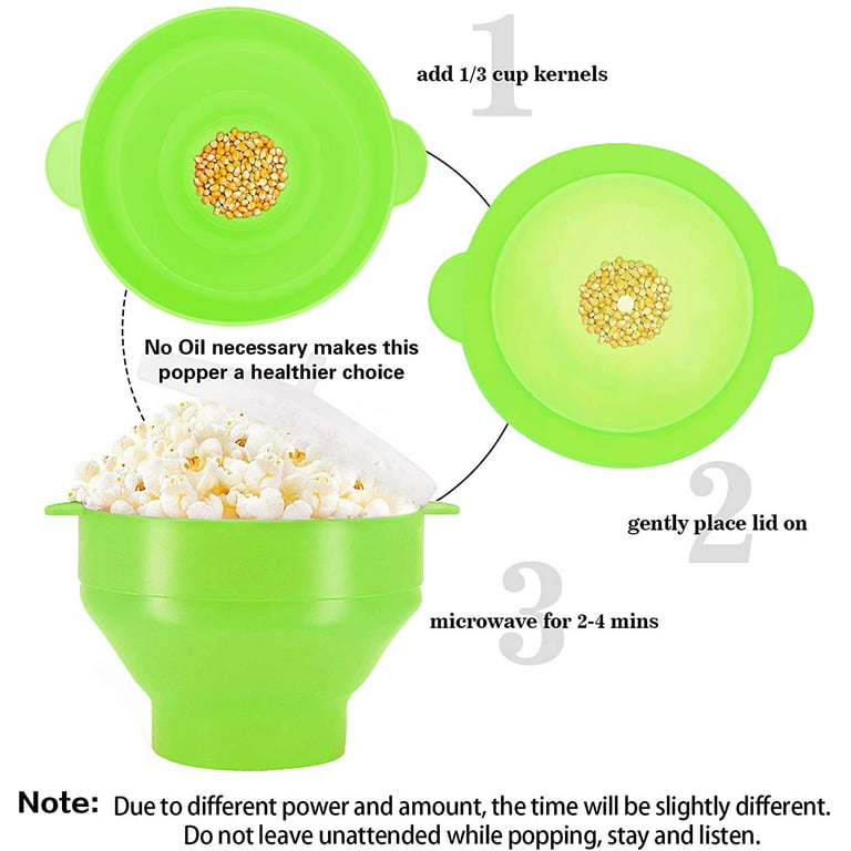 Microwave Silicone Popcorn Popper Collapsible Popcorn Maker Bowl with  Folding Lid Handle Home Kitchen Tool Red Dishwasher Safe
