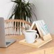 thumbnail image 5 of Personalized Wooden Triangle Book Stand with Coffee Cup Mug Holder,Custom Birth Flower Book Page Ho, 5 of 5