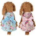 thumbnail image 4 of EIMELI Robe d'Été pour Chien Coton Bleu Jupe à Bretelles Nœud Chemise Vêtements Chiot Respirant Robe Fraîche, 4 of 5