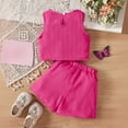 thumbnail image 4 of Xyant Toddler Baby Girl Clothes Knit Floral Fly Sleeve Tops Shorts Cute Summer Spring Outfits Infant Baby Girl Clothing Set (Hot Pink,4-5 Years), 4 of 7