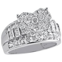 10K White Gold Round Diamond Heart Cluster Ladies Designer Engagement Ring 2 Ct.
