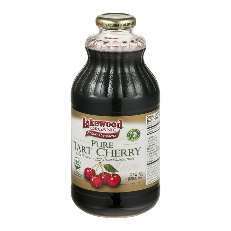 Lakewood Organic Unsweetened Tart Cherry Juice, 32 Fl Oz, Natural
