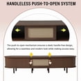 thumbnail image 4 of 70.8" TV Stand for 75 Inch TVs with Rattan Drawer & 2 Sliding Doors, Oval Media Console with Rounded Corners, Dark Wood Entertainment Center for Living Room Bedroom, 4 of 9