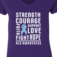 thumbnail image 4 of Inktastic ALS Awareness Strength Courage Support Women's V-Neck T-Shirt, 4 of 5