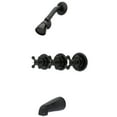 thumbnail image 4 of Kingston Brass  Victorian Three-Handle Tub and Shower Faucet Brushed Nickel Brushed, 4 of 5