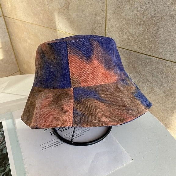 CoCopeanut New Women Panama Wearing Cap Visor Rainbow Color Bucket Hat Women Cotton Flat Sun Hat Sun Tie Dye Fisherman Hat Lady Outdoor Cap