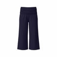 thumbnail image 6 of Bmisegm Girls Pants Waist Pleated Yoga Pure Color Wide Leg Loose Casual Cropped Capri Girls Trousers for Comfortable Play Age 5-14 02_Dark Blue,5-6 Years, 6 of 6