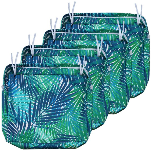 Outdoor Cushion Slipcovers Waterproof 4 Pack Patio Chair Seat Cushion Covers with Zipper and Tie