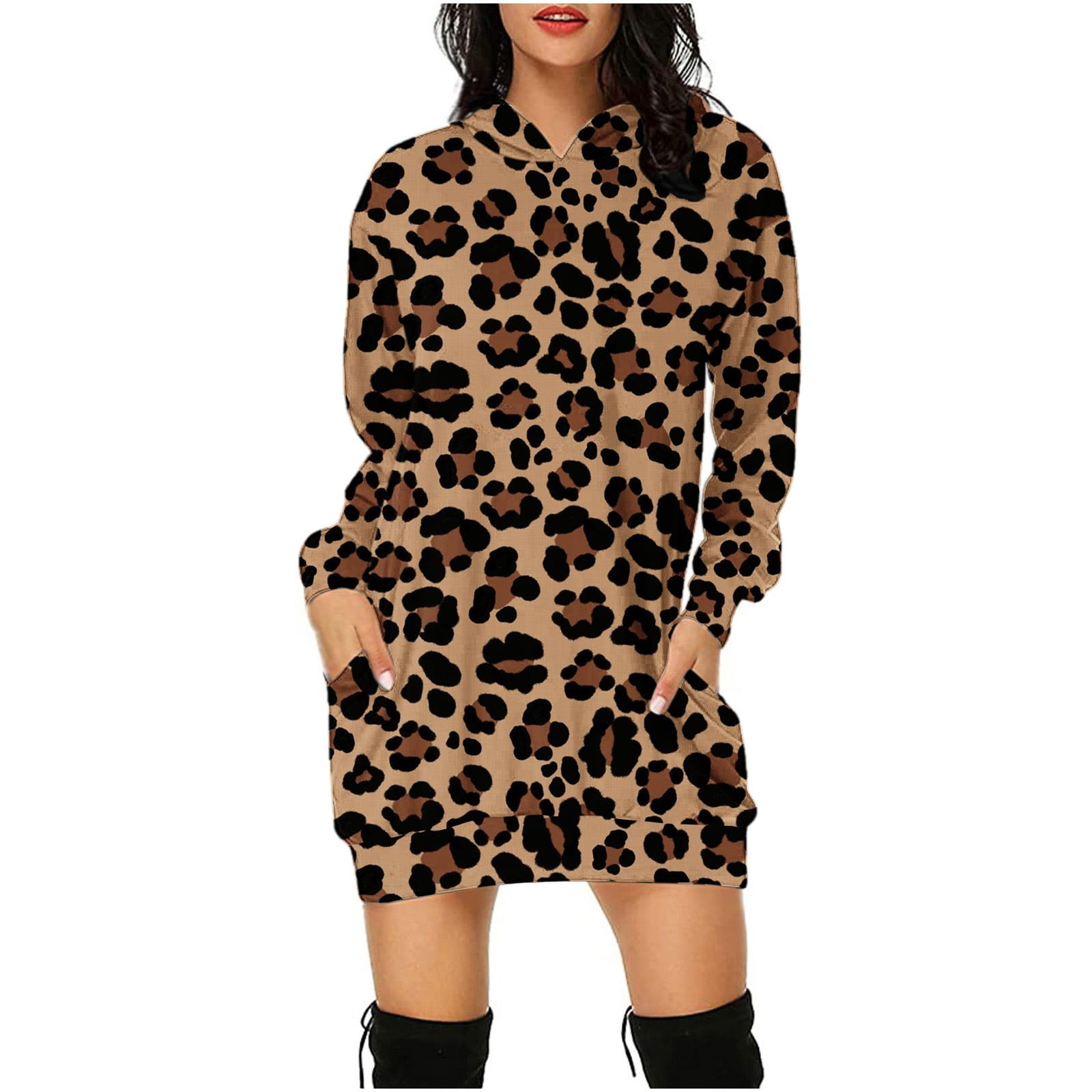 leopard sweatshirt dress