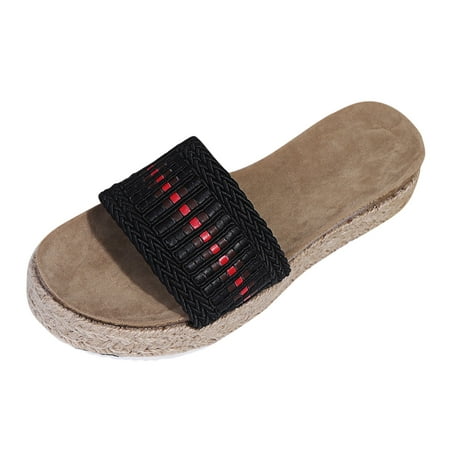 

KmaiSchai Cute Fuzzy Slippers Toe Summer Weave Breathable Comfortable Slip-On Fashion Peep Sandals Flat Beach Shoes Slippers Women Women S Slipper Slippers With Soles For Women Size 11 Fleece Slipper
