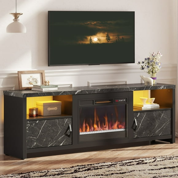 Bestier Electric Fireplace TV Stand for TVs up to 75" Entertainment Center with LED Lights