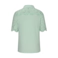 thumbnail image 5 of JWZUY Womens Lace Crochet V Neck 3/4 Sleeve Button Down Ruched Shirt Casual T Shirts Blouses Pullover Tops Green XL, 5 of 6