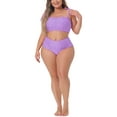 thumbnail image 1 of Bañador de dos piezas para mujer de tallas grandes Agnes Orinda, conjunto de bikini de cintura alta con control de abdomen, color púrpura, 1 of 8