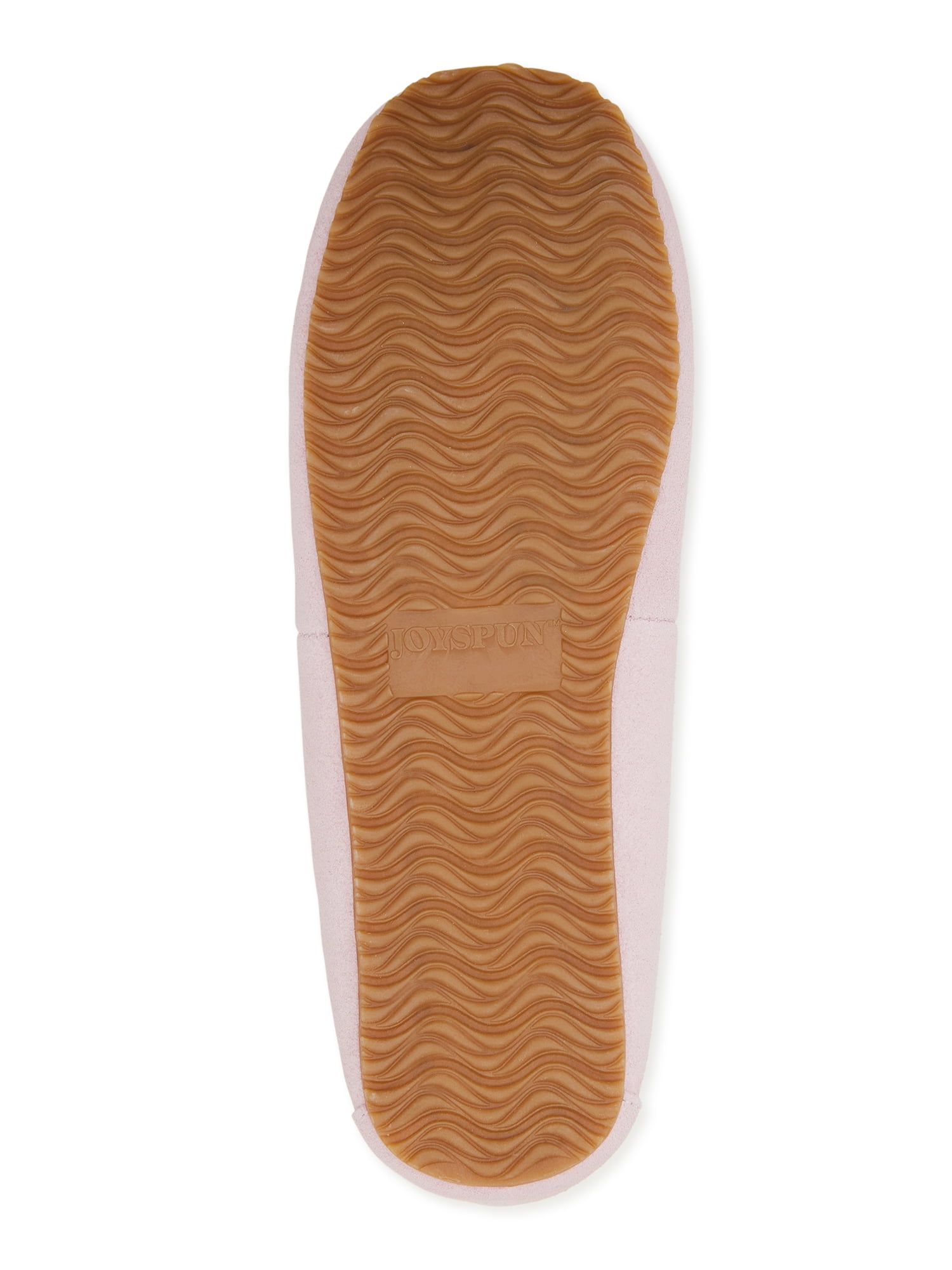 Joyspun Women's Suede Moccasin Slippers, Wide Width Available