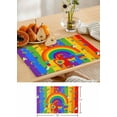 thumbnail image 6 of Rainbow Placemats Set of 6, Washable Woven Burlap Cloth Fabric Placemat for Square/Rectangle/Round/Oval Dining Table, Easy Clean Place Mats for Toddlers, Kids Modern Geometric Ombre Stripes Aesthetics, 6 of 6