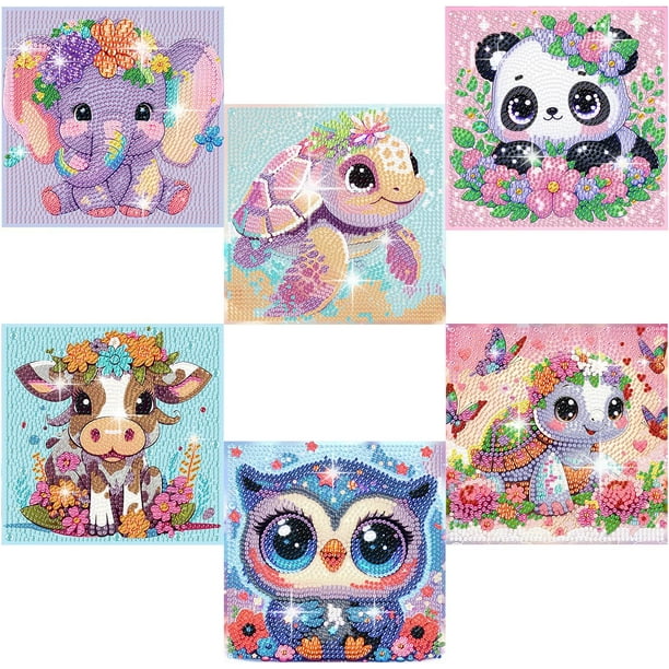 Kit de pintura de diamantes Acelii 5D Cartoon para niños con paquete de 6