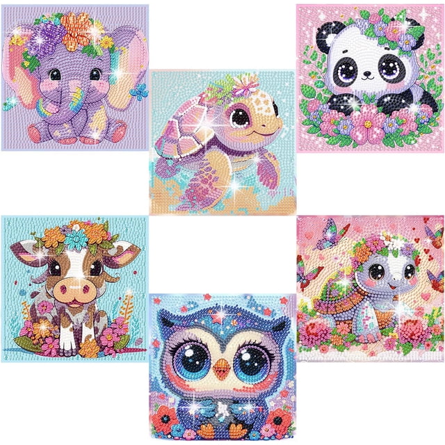Kit de pintura de diamantes Acelii 5D Cartoon para niños con paquete de 6