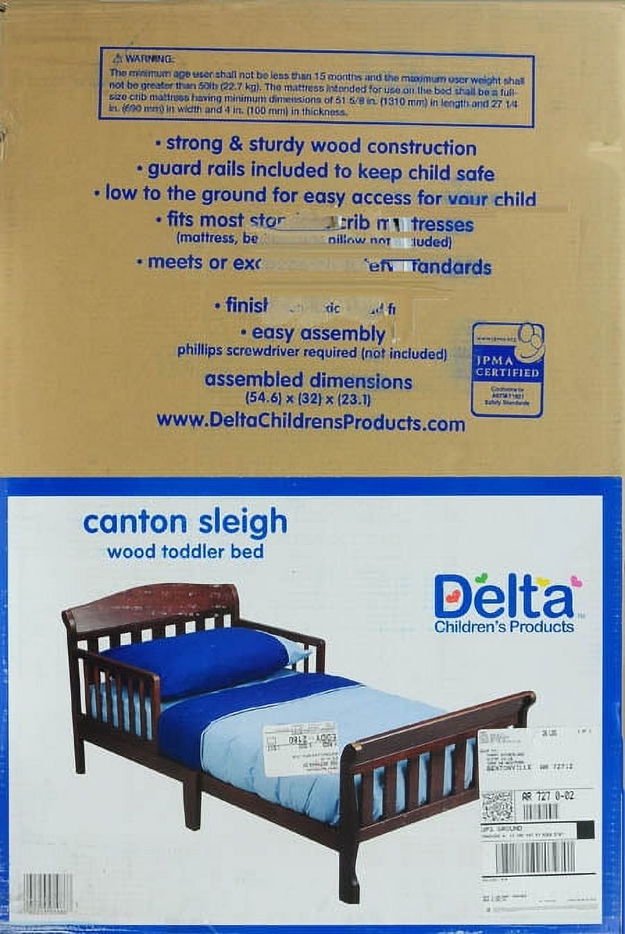 Delta Children Canton Toddler Bed with Attached Bed Rails, Greenguard Gold Certified, Dark Cherry