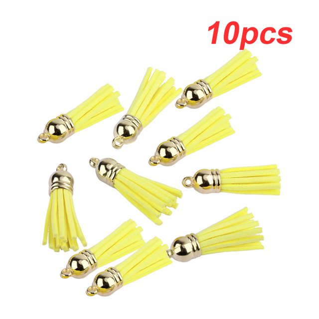 10 Pieces Keychain Charms Tassels Decorations Accessory Finding Supplies Craft Accessories Jewelry Making Props Tassel for DIY Yellow