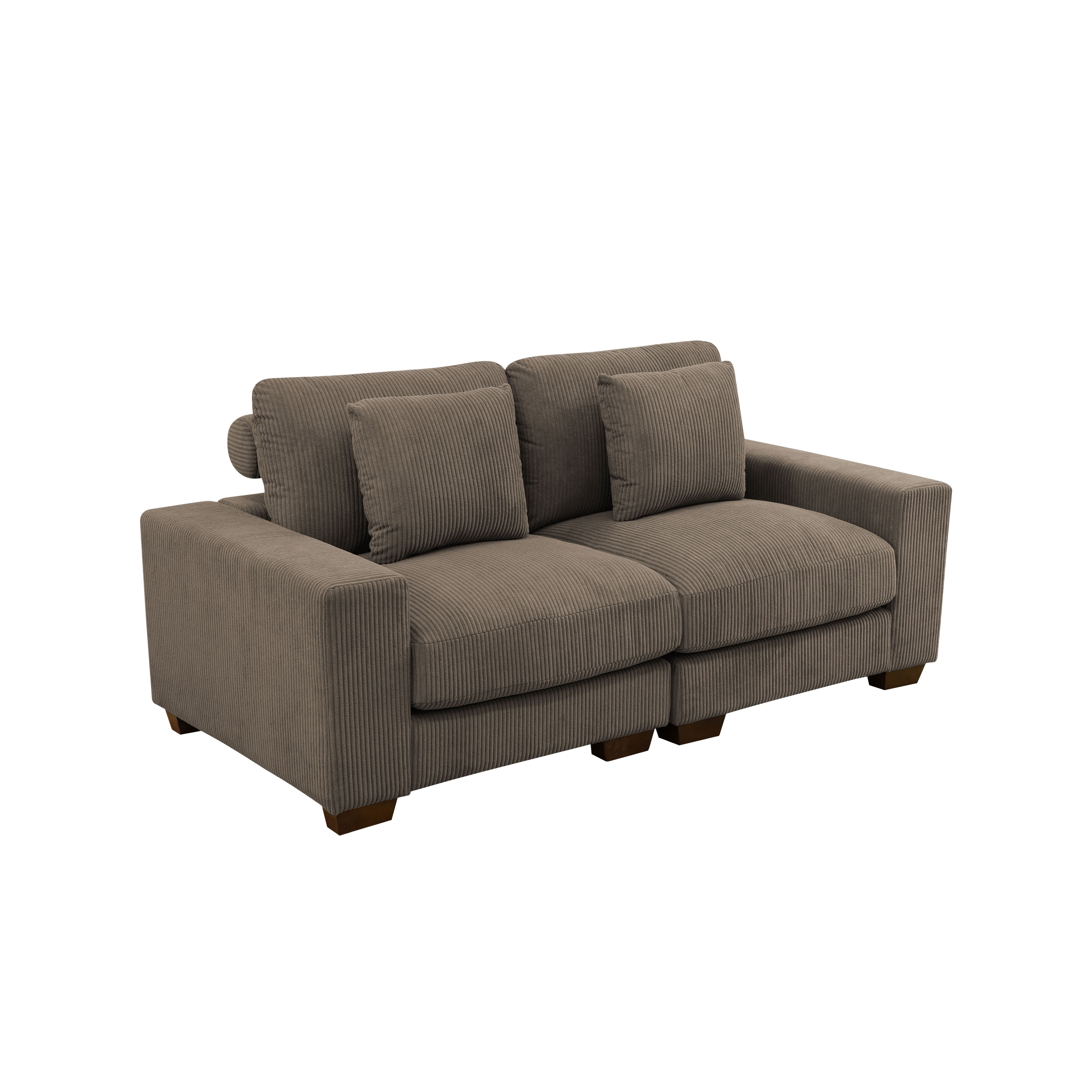 MAYEERTY Modular Sofa Set, Upholstered Couch with Anti-Insect Solid Wood Frame, Convertible Sofa for Living Room Apartment Family Room, Brown