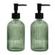 thumbnail image 1 of Set dispensador de jabón, vidrio verde, 400 ml, recargable con bomba negra, 1 of 6